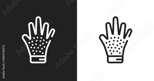 Grooming glove icon. Linear black, white icon from pet shop lineal collection. Outline grooming glove vector. Thin line symbol isolated on white and black background