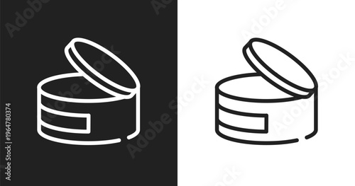 Canned food icon. Linear black, white icon from pet shop lineal collection. Outline canned food vector. Thin line symbol isolated on white and black background