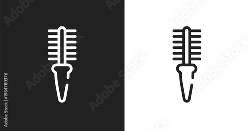 Flea comb icon. Linear black, white icon from pet shop lineal collection. Outline flea comb vector. Thin line symbol isolated on white and black background
