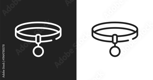 Collar icon. Linear black, white icon from pet shop lineal collection. Outline collar vector. Thin line symbol isolated on white and black background