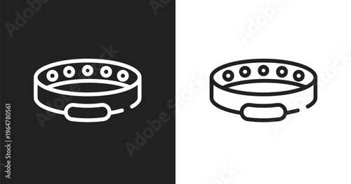 Cat collar icon. Linear black, white icon from pet shop collection. Outline cat collar vector. Thin line symbol isolated on white and black background