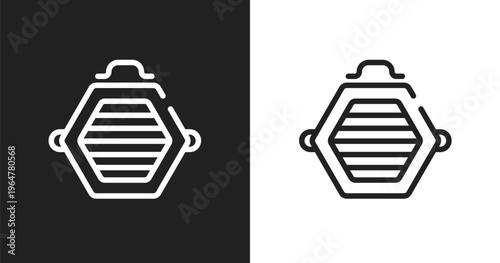 Cat box icon. Linear black, white icon from pet shop collection. Outline cat box vector. Thin line symbol isolated on white and black background