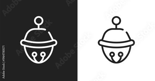 Sleighbell icon. Linear black, white icon from pet shop collection. Outline sleighbell vector. Thin line symbol isolated on white and black background