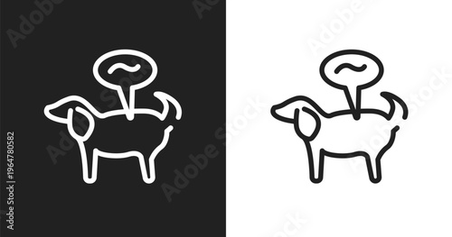 Pet disease icon. Linear black, white icon from pet shop collection. Outline pet disease vector. Thin line symbol isolated on white and black background