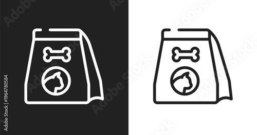 Cat food icon. Linear black, white icon from pet shop collection. Outline cat food vector. Thin line symbol isolated on white and black background