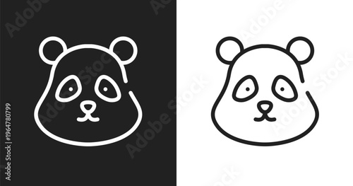 Panda bear head icon. Linear black, white icon from fauna collection. Outline panda bear head vector. Thin line symbol isolated on white and black background