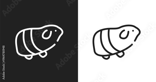 Guinea pig heag icon. Linear black, white icon from fauna collection. Outline guinea pig heag vector. Thin line symbol isolated on white and black background