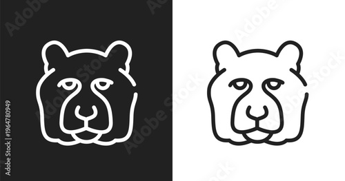 Tiger head icon. Linear black, white icon from fauna collection. Outline tiger head vector. Thin line symbol isolated on white and black background