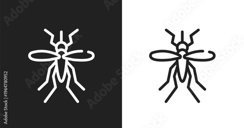 Big mosquito icon. Linear black, white icon from fauna collection. Outline big mosquito vector. Thin line symbol isolated on white and black background