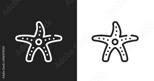 Starfish with dots icon. Linear black, white icon from free animals collection. Outline starfish with dots vector. Thin line symbol isolated on white and black background