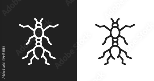 Red ant icon. Linear black, white icon from free animals collection. Outline red ant vector. Thin line symbol isolated on white and black background