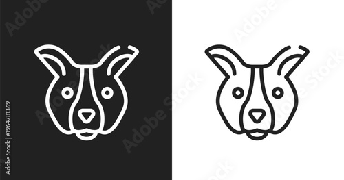 Dog face icon. Linear black, white icon from woof woof collection. Outline dog face vector. Thin line symbol isolated on white and black background