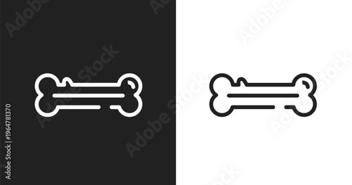 Dog bone icon. Linear black, white icon from woof woof collection. Outline dog bone vector. Thin line symbol isolated on white and black background