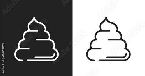 Pile of dung icon. Linear black, white icon from woof woof collection. Outline pile of dung vector. Thin line symbol isolated on white and black background