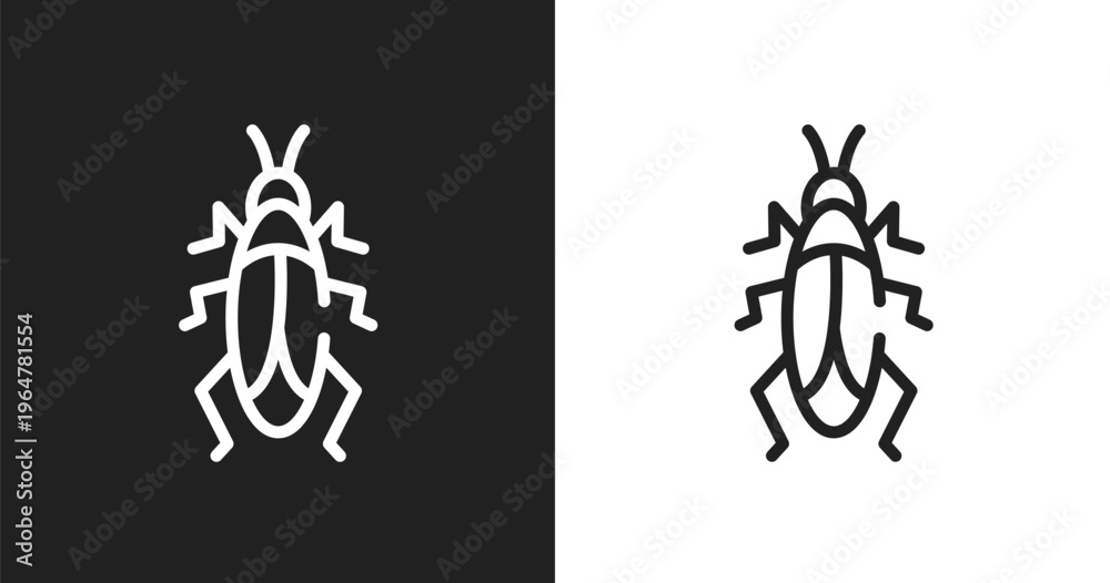 Obraz premium Roach icon. Linear black, white icon from animal kingdom collection. Outline roach vector. Thin line symbol isolated on white and black background