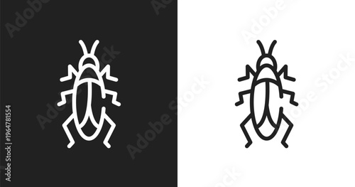 Roach icon. Linear black, white icon from animal kingdom collection. Outline roach vector. Thin line symbol isolated on white and black background