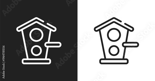 Birds home icon. Linear black, white icon from birds pack collection. Outline birds home vector. Thin line symbol isolated on white and black background