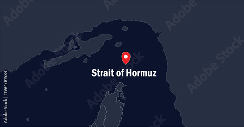 Map illustration with strait of Hormuz location marked on it