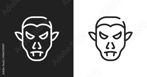 Vampire icon. Linear black, white icon from halloween collection. Outline vampire vector. Thin line symbol isolated on white and black background