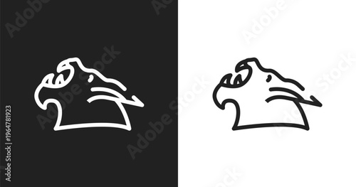 Werewolf icon. Linear black, white icon from halloween collection. Outline werewolf vector. Thin line symbol isolated on white and black background