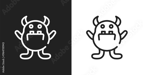 Monster icon. Linear black, white icon from halloween collection. Outline monster vector. Thin line symbol isolated on white and black background