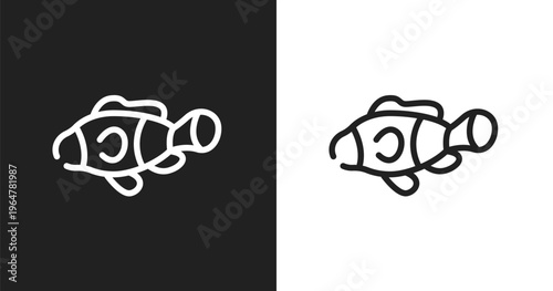 Clown fish icon. Linear black, white icon from animals collection. Outline clown fish vector. Thin line symbol isolated on white and black background