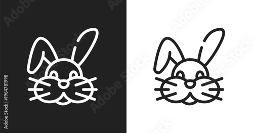 Bunny icon. Linear black, white icon from bunnies avatars collection. Outline bunny vector. Thin line symbol isolated on white and black background