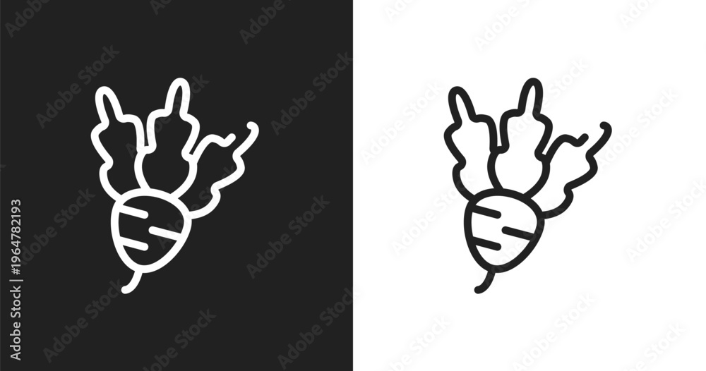 Obraz premium Beet icon. Linear black, white icon from thanksgiving collection. Outline beet vector. Thin line symbol isolated on white and black background