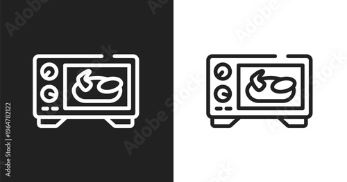 Oven icon. Linear black, white icon from thanksgiving collection. Outline oven vector. Thin line symbol isolated on white and black background