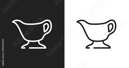 Gravy icon. Linear black, white icon from thanksgiving collection. Outline gravy vector. Thin line symbol isolated on white and black background