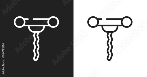 Corkscrew icon. Linear black, white icon from thanksgiving collection. Outline corkscrew vector. Thin line symbol isolated on white and black background