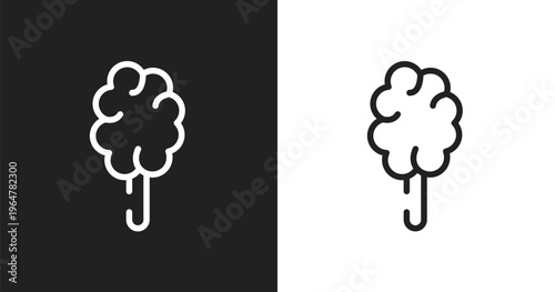 Cotton candy icon. Linear black, white icon from circus collection. Outline cotton candy vector. Thin line symbol isolated on white and black background
