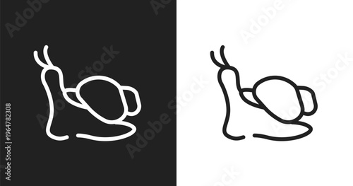 Snails icon. Linear black, white icon from pets collection. Outline snails vector. Thin line symbol isolated on white and black background