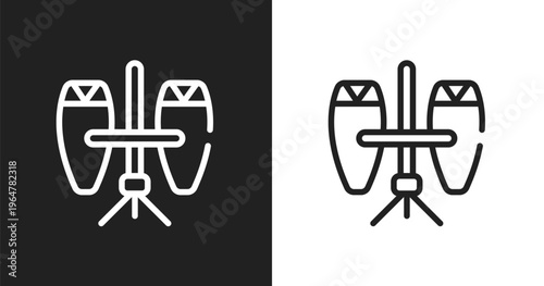 Conga icon. Linear black, white icon from africa collection. Outline conga vector. Thin line symbol isolated on white and black background