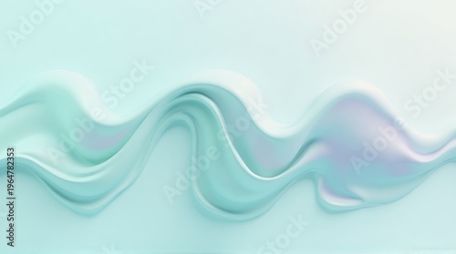 Abstract flowing wave gradient background in soft teal and mint tones