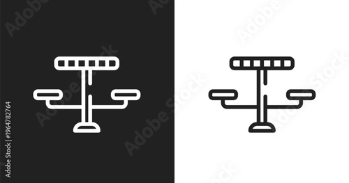 Picnic table icon. Linear black, white icon from city park collection. Outline picnic table vector. Thin line symbol isolated on white and black background