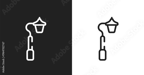 Streetlight icon. Linear black, white icon from city park collection. Outline streetlight vector. Thin line symbol isolated on white and black background