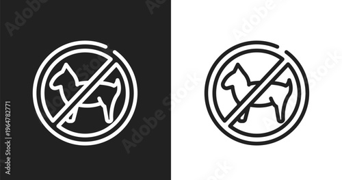 Forbidden icon. Linear black, white icon from city park collection. Outline forbidden vector. Thin line symbol isolated on white and black background