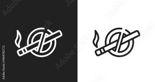 No smoking icon. Linear black, white icon from city park collection. Outline no smoking vector. Thin line symbol isolated on white and black background