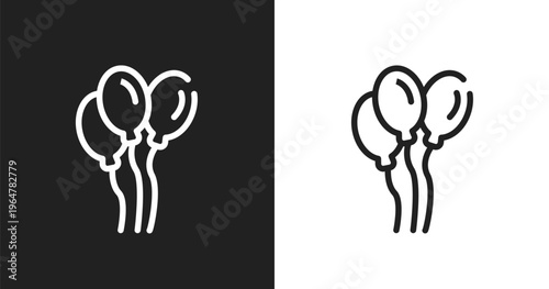 Balloons icon. Linear black, white icon from city park collection. Outline balloons vector. Thin line symbol isolated on white and black background