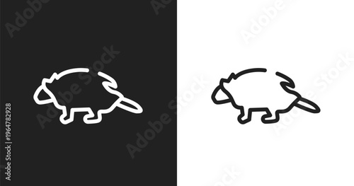 Porcupine icon. Linear black, white icon from animals collection. Outline porcupine vector. Thin line symbol isolated on white and black background