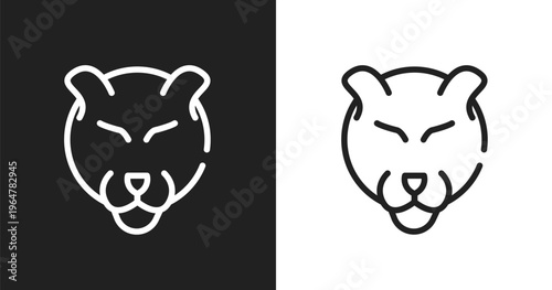 Panther icon. Linear black, white icon from animals collection. Outline panther vector. Thin line symbol isolated on white and black background