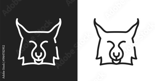 Lynx icon. Linear black, white icon from animals collection. Outline lynx vector. Thin line symbol isolated on white and black background