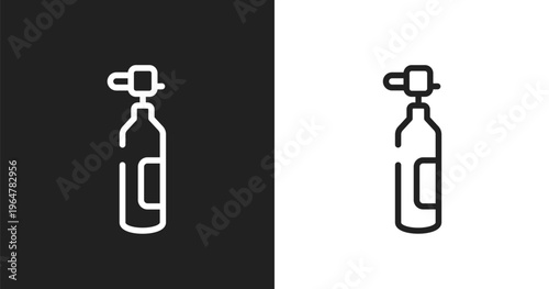 Oxygen tank icon. Linear black, white icon from diving collection. Outline oxygen tank vector. Thin line symbol isolated on white and black background