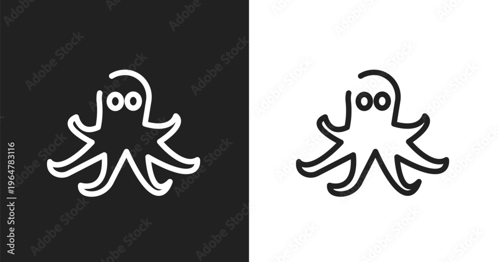 Obraz premium Octopus icon. Linear black, white icon from nature collection. Outline octopus vector. Thin line symbol isolated on white and black background