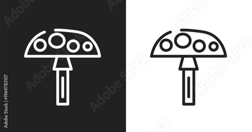 Amanita icon. Linear black, white icon from nature collection. Outline amanita vector. Thin line symbol isolated on white and black background
