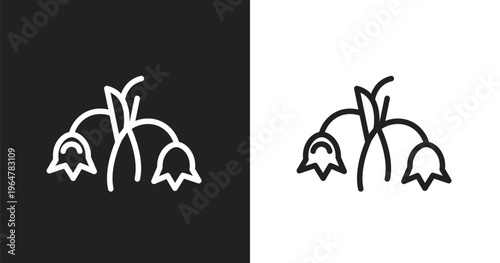 Harebell icon. Linear black, white icon from nature collection. Outline harebell vector. Thin line symbol isolated on white and black background