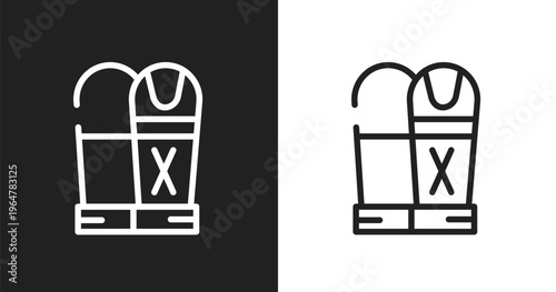 Sarcophagus icon. Linear black, white icon from desert collection. Outline sarcophagus vector. Thin line symbol isolated on white and black background