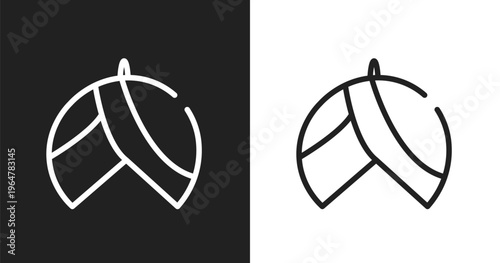 Turban icon. Linear black, white icon from desert collection. Outline turban vector. Thin line symbol isolated on white and black background