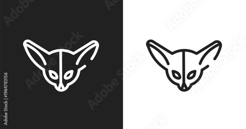 Fennec icon. Linear black, white icon from desert collection. Outline fennec vector. Thin line symbol isolated on white and black background